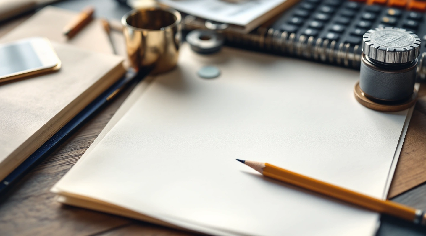 Blank job paperwork with ordinary tools on a work desk