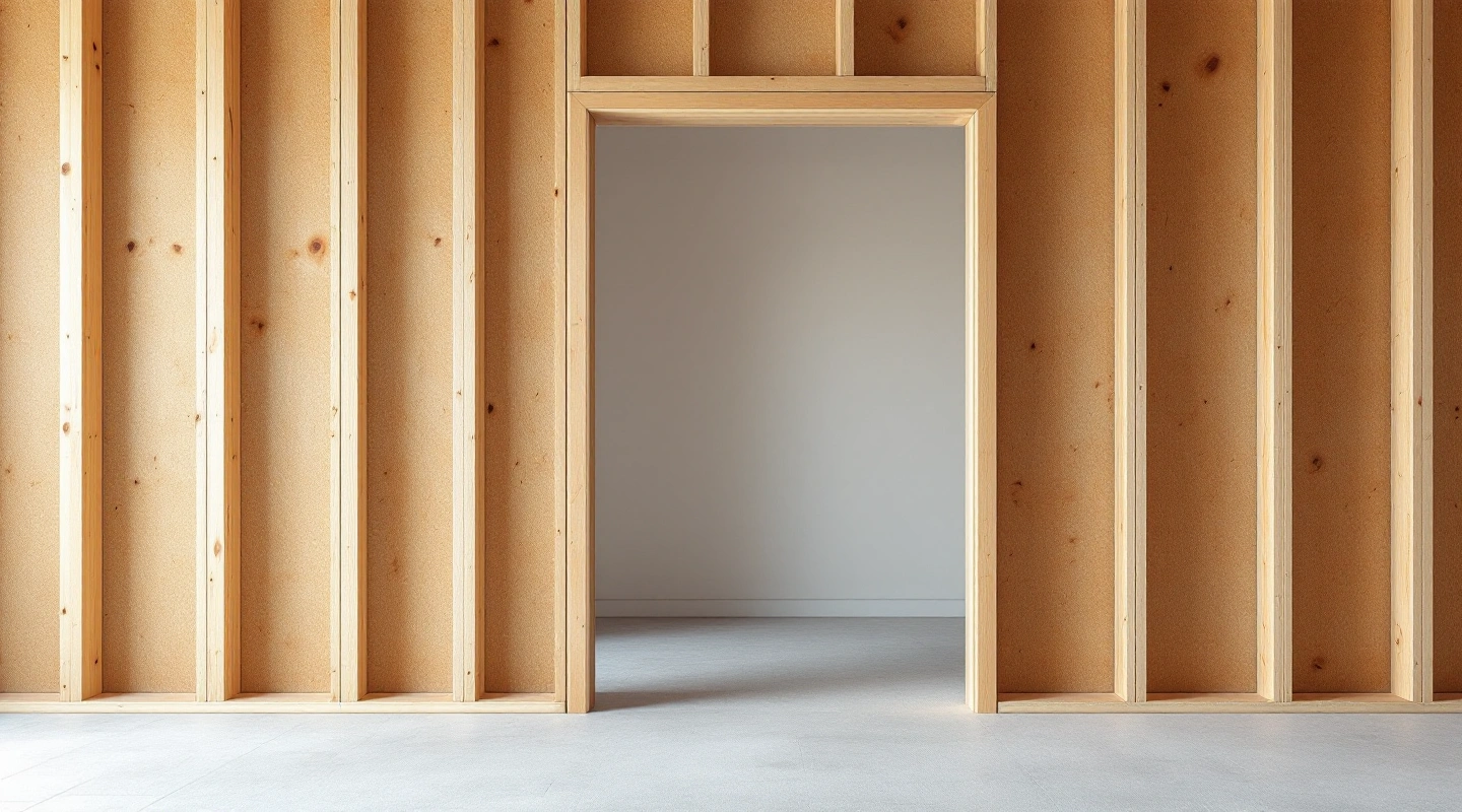 Open doorway in an unfinished timber partition