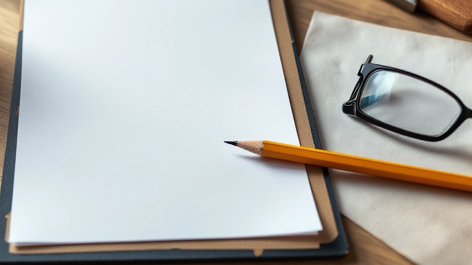 Pencil and safety glasses beside the edge of a blank clipboard