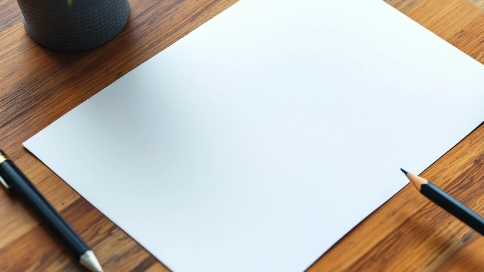 Blank paper and a dark pencil beside a small desk plant