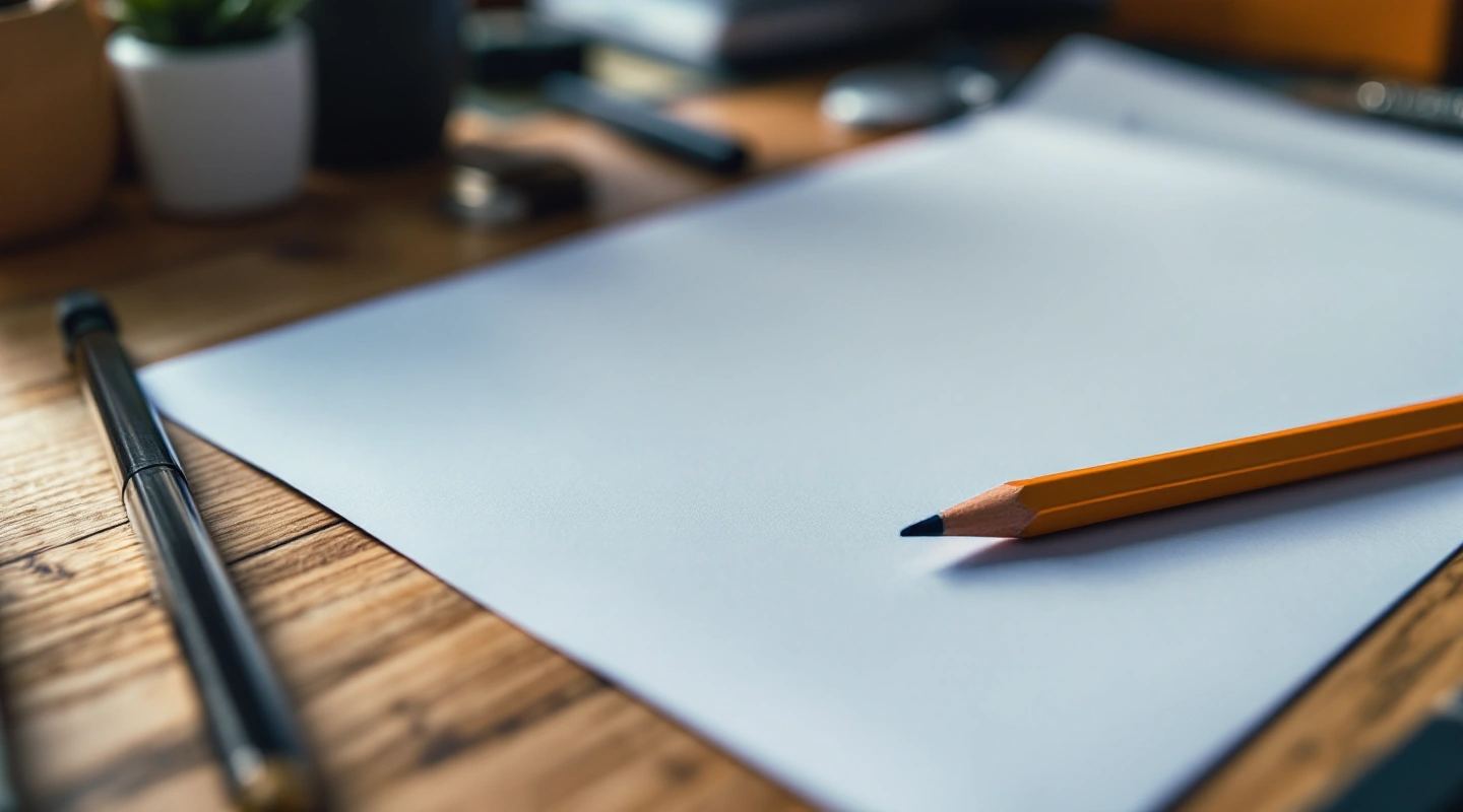 Blank job paperwork with ordinary tools on a work desk