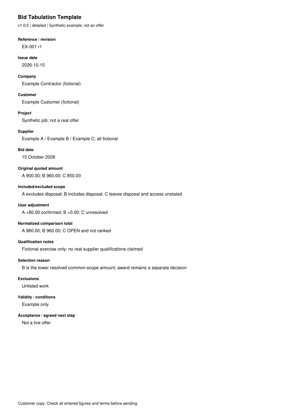 First page of the original filled example; all fields are transcribed below