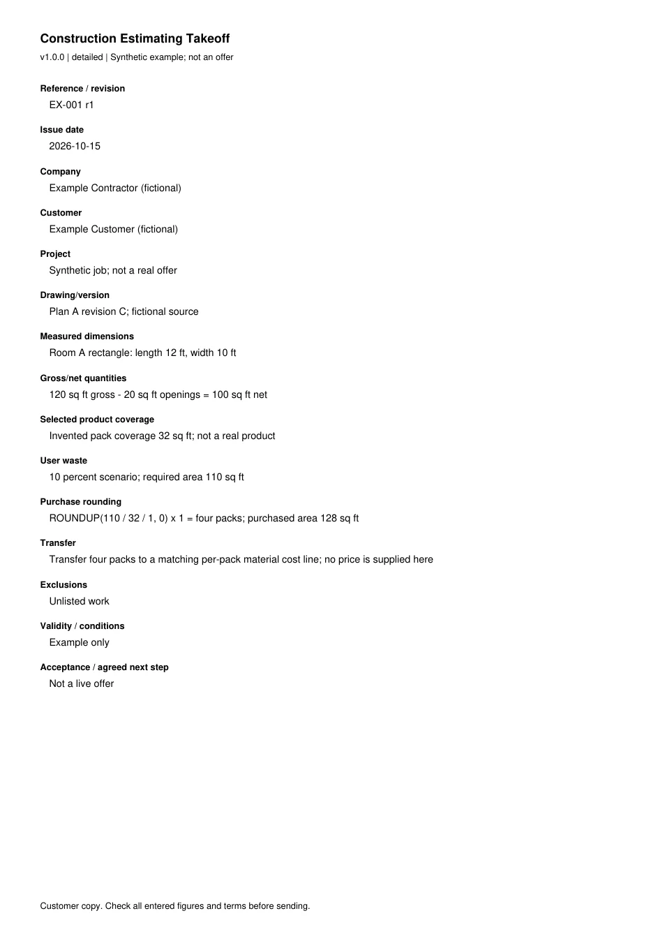 First page of the original filled example; all fields are transcribed below