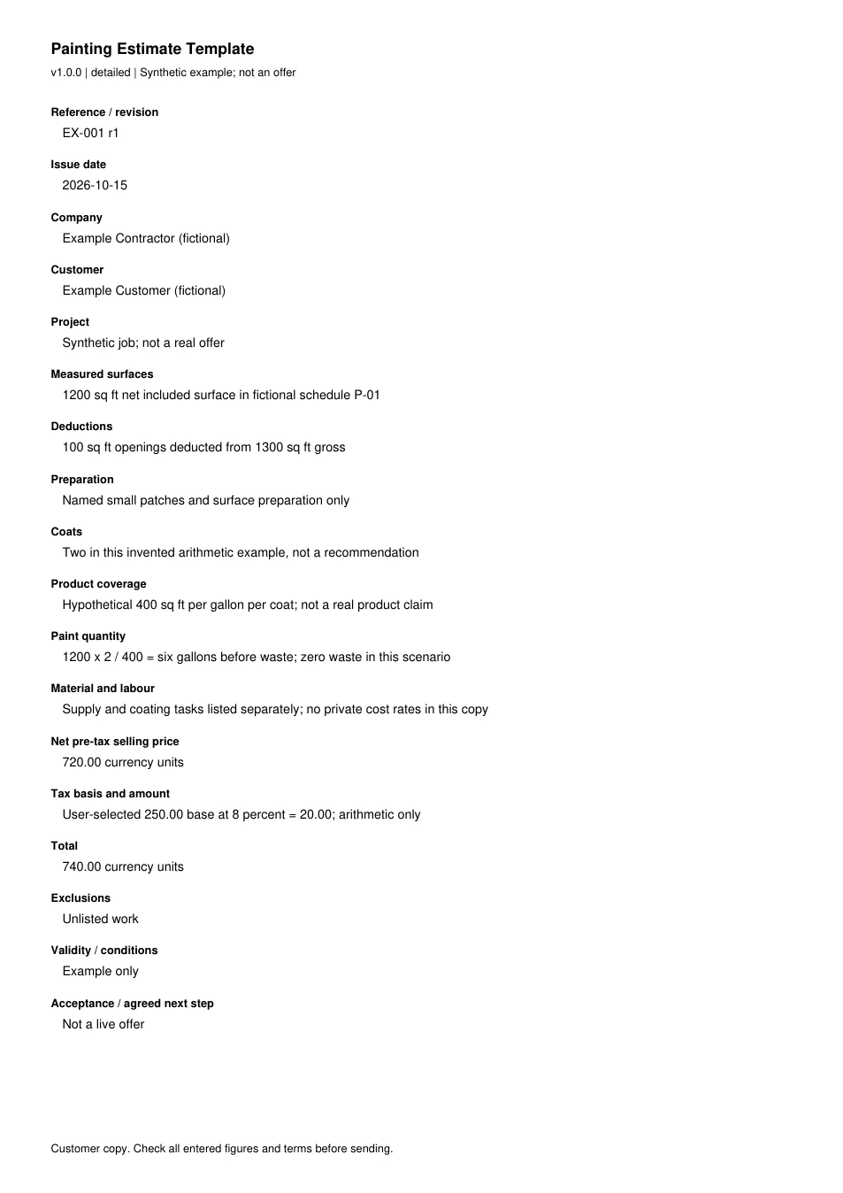 First page of the original filled example; all fields are transcribed below