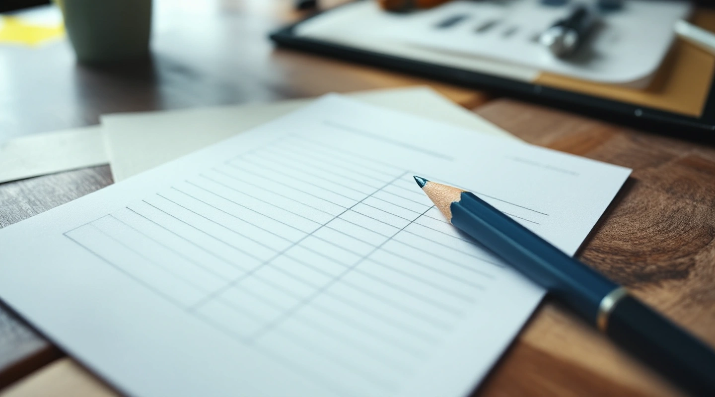 Blank job paperwork with ordinary tools on a work desk