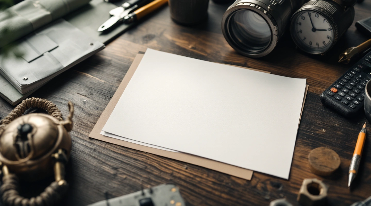 Blank job paperwork with ordinary tools on a work desk